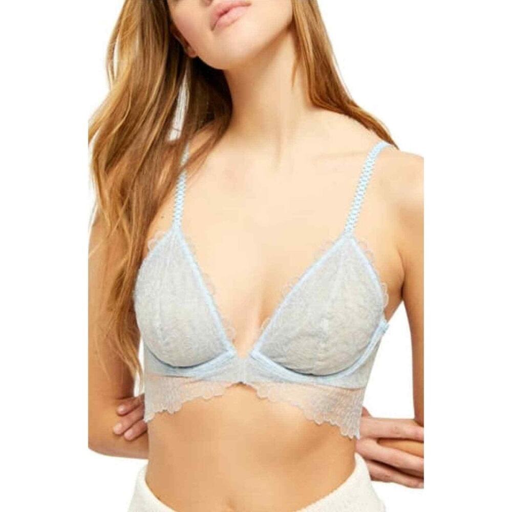 NEW Free People Bra lingerie sexy flirty 34C Lucia Underwire Blue Hydrandea NWT